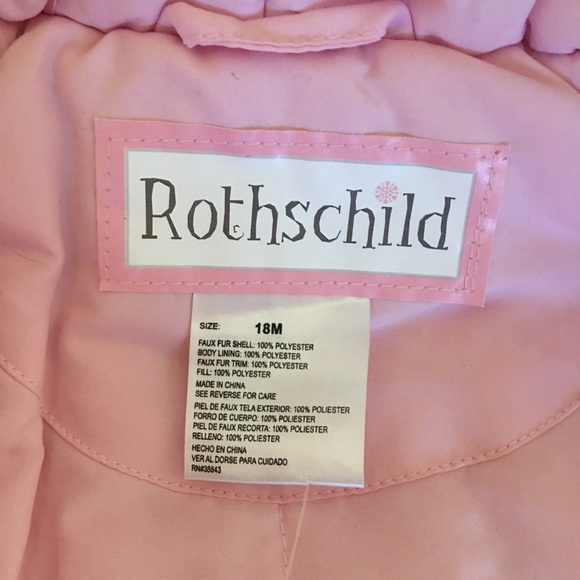 Rothschild girls soft pink faux fur hooded coat jacket size 18 months - Picture 2 of 5